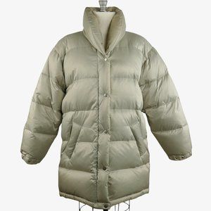 Japanese Metallic Beige Down Puffer Coat by UNV Akagawa-el